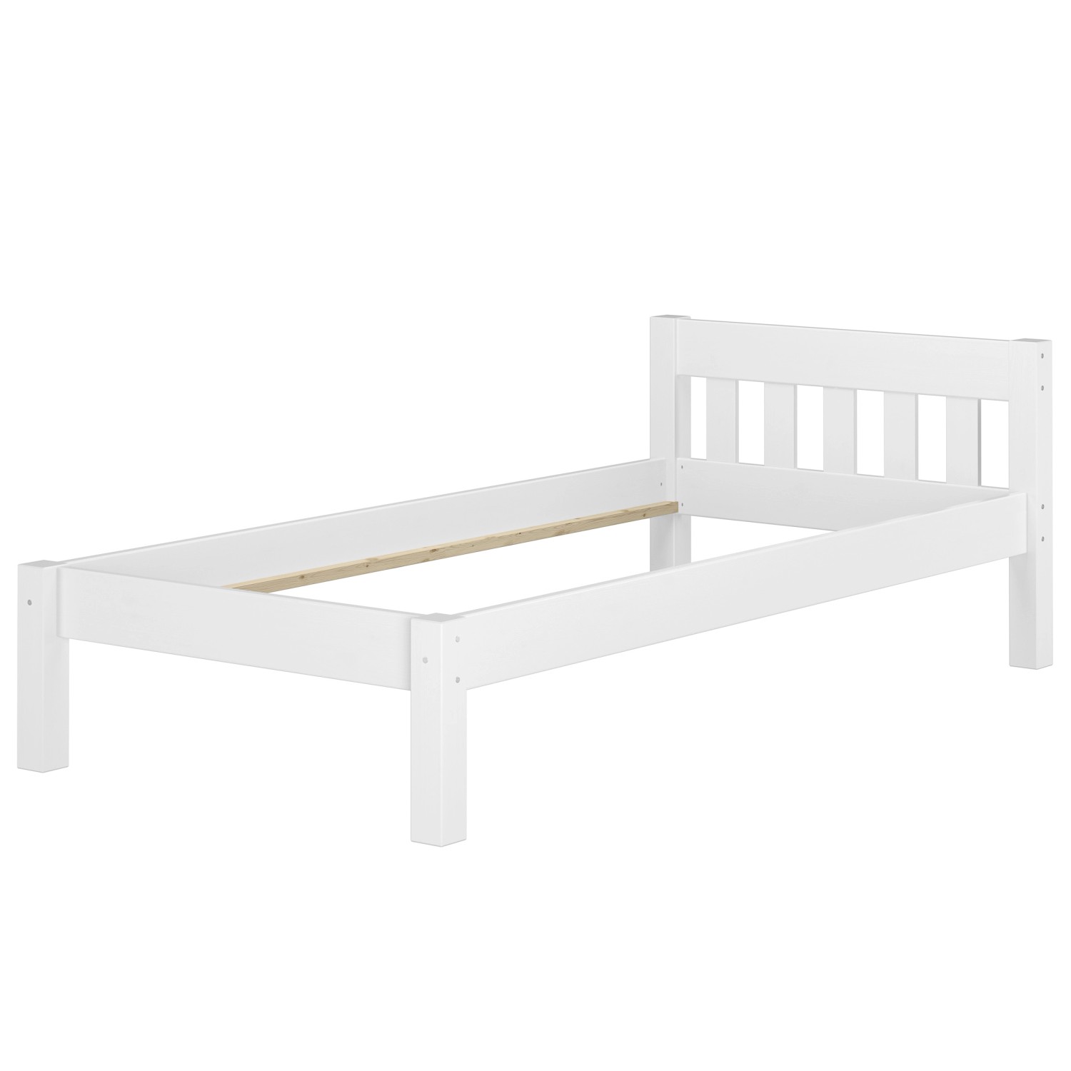 Erst-Holz Einzelbett 80x200 cm Futonbett Kieferbett Massivholz Weiß Zubehör günstig online kaufen