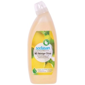 Sodasan WC Reiniger Citrus, 750 ml, gelbe Kunststoff-Schräghalsflasche. Entfernt Kalk und Schmutz.