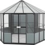 Vitavia Vogelvoliere Circus 9000, schwarzes Kunststoff-Gartenhaus mit Zeltdach.