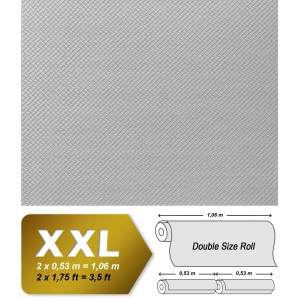 Weiße XXL Vliestapete mit Netzstruktur zum Überstreichen, 25,05x1,06m.