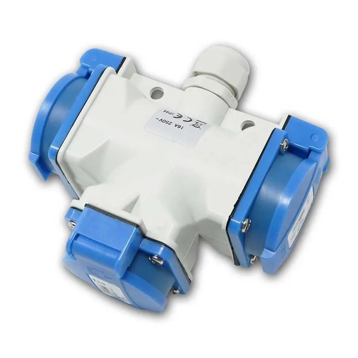 EGB 3-fach Kupplung 230V 16A IP44 Grau Blau Ösen