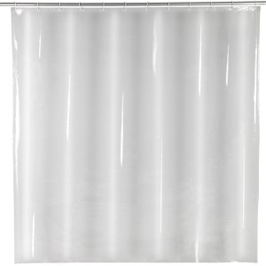Transparenter Wenko Duschvorhang Salda PEVA, 180x200 cm, mit Ringen.