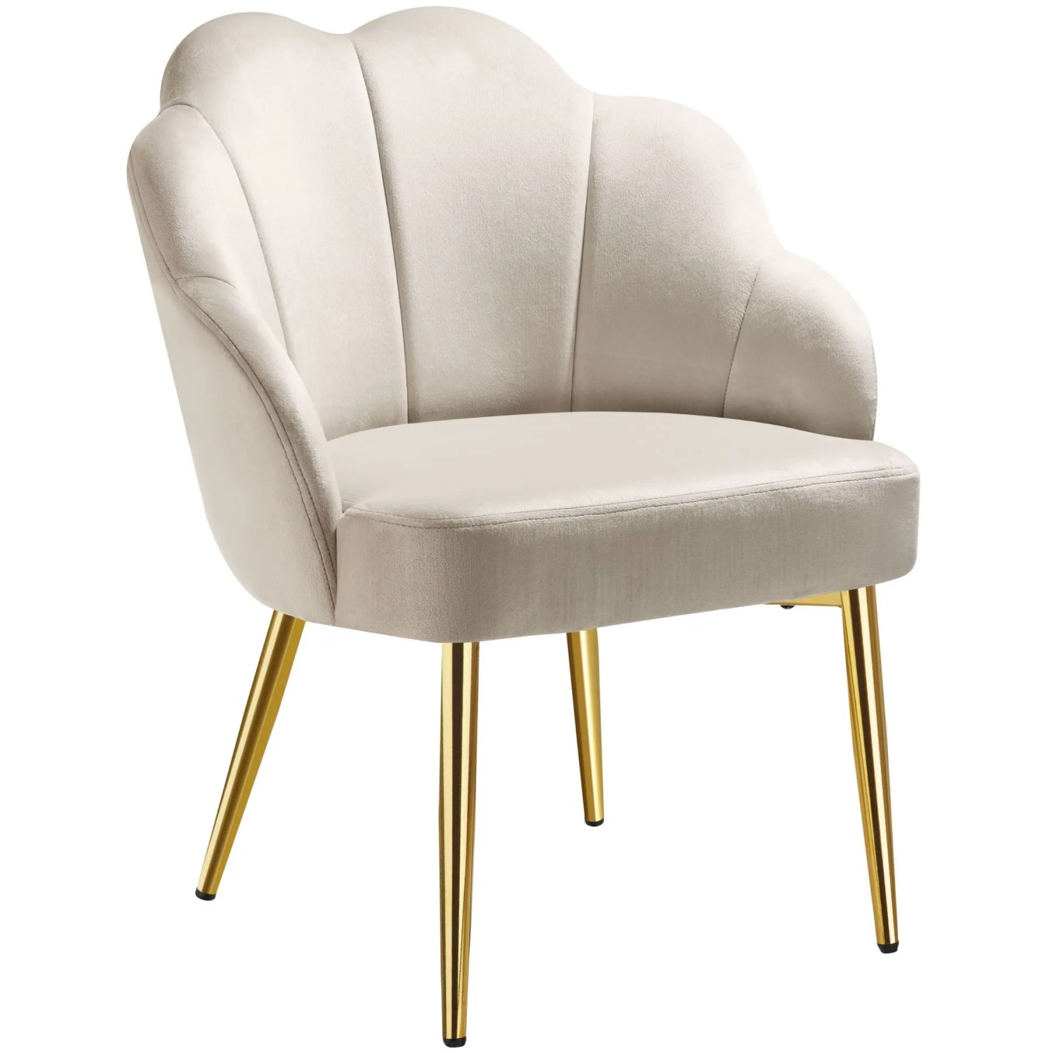 Tectake Cocktailsessel Hellen Gepolstert  Mit Samtbezug Gewölbte  Extrabreite Rückenlehne In Muschelform  62 x 66 x 80 50 cm Creme Gold