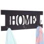 Dunkelgraue MCW Wandgarderobe im Shabby-Look mit HOME Schriftzug und 3 Doppelhaken.