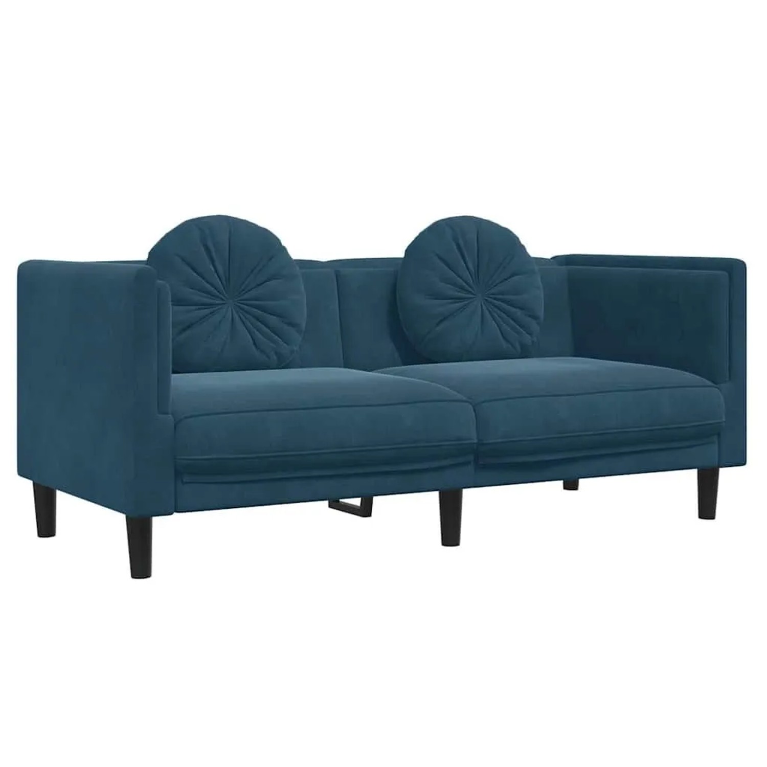 vidaXL Sofa mit Kissen 2-Sitzer Blau Samt 372640