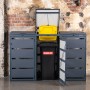 Anthrazitfarbene Mülltonnenbox für 4 Tonnen (240L) aus verzinktem Stahl. Metall Mülltonnenverkleidung.