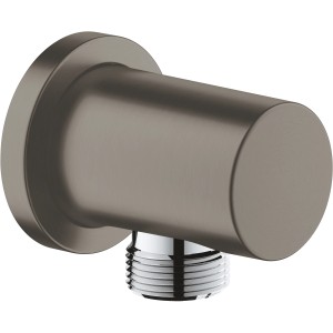 Grohe Rainshower Wandanschlussbogen in Hard Graphite gebürstet mit runder Rosette.