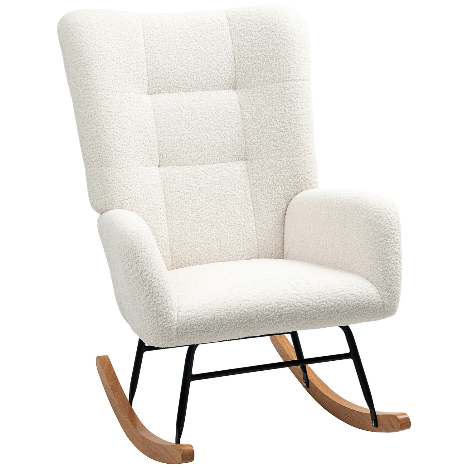 HOMCOM Schaukelstuhl Teddysamt Cremeweiß 94L x 70B x 100H cm günstig online kaufen