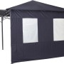 Dunkelblaues Seitenteil-Set (2 Stk.) für Lauben/Pavillons, ein Teil geschlossen, ein Teil mit zwei Fenstern.