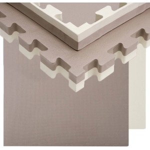 eyepower Fitnessmatte mit Rand 90 x 90 x 4 cm 2er Set Beige
