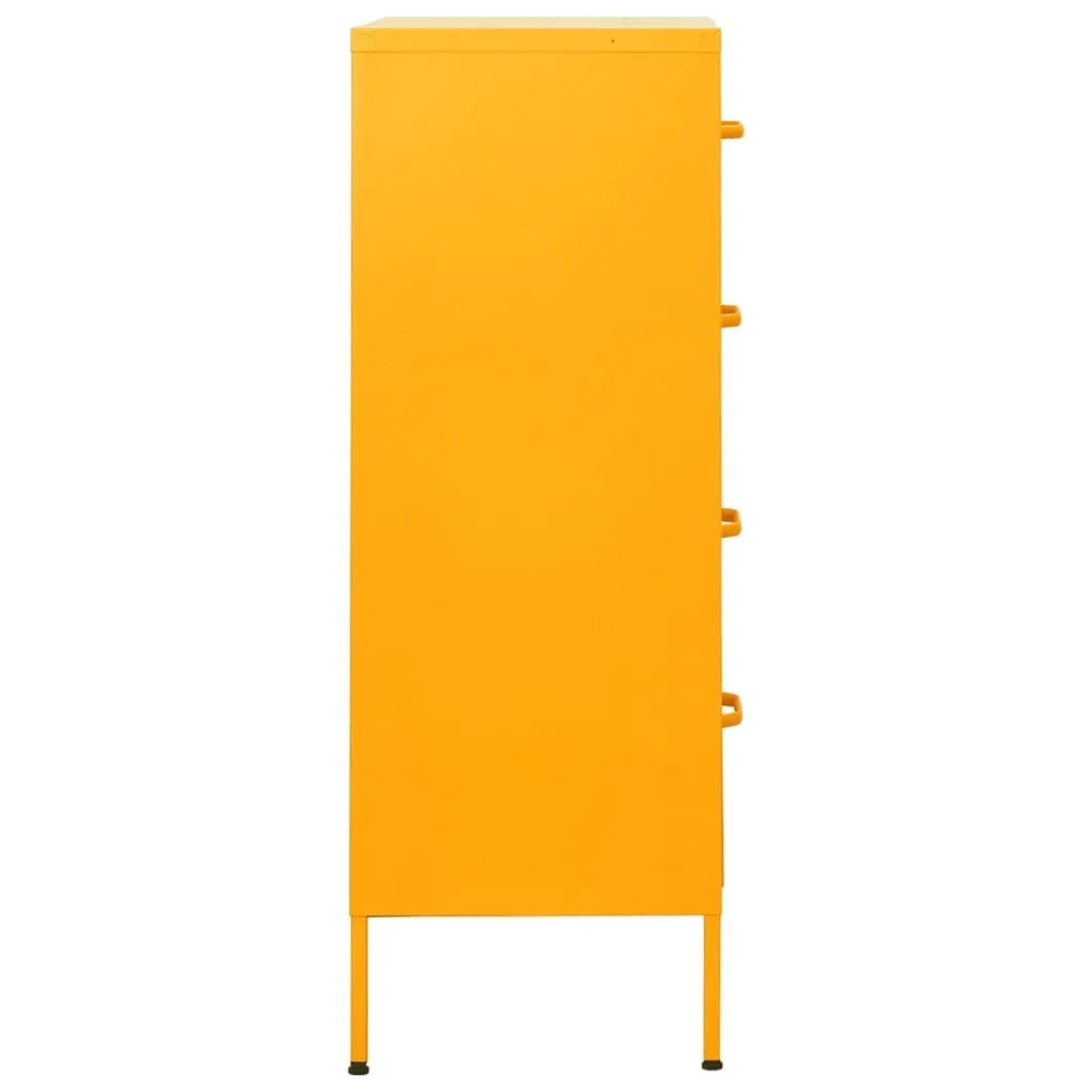 Senfgelbe vidaXL Kommode aus Stahl, 80x35x101,5 cm, mit Schubladen.