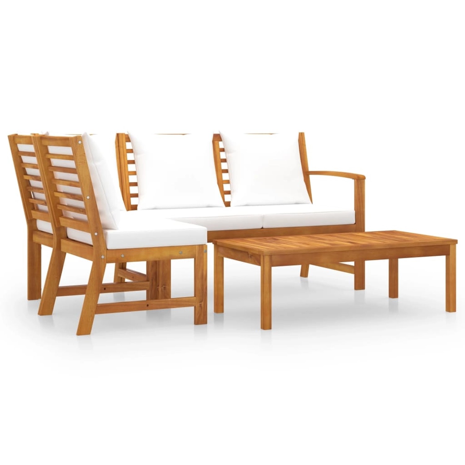 vidaXL 4-tlg Garten-Lounge-Set mit Auflagen Creme Massivholz Akazie Modell 6