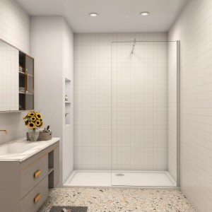 Begehbare Duschkabine mit 8 mm ESG Glas und Stabilisator im modernen Bad.