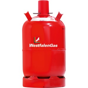 Rote WestfalenGas Propan 11 kg Pfandflasche (Füllung) für Grill, Heizung, Bau.