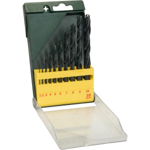 Bosch HSS-R Metallbohrer-Set, 10-teilig im grünen und gelben Kasten.