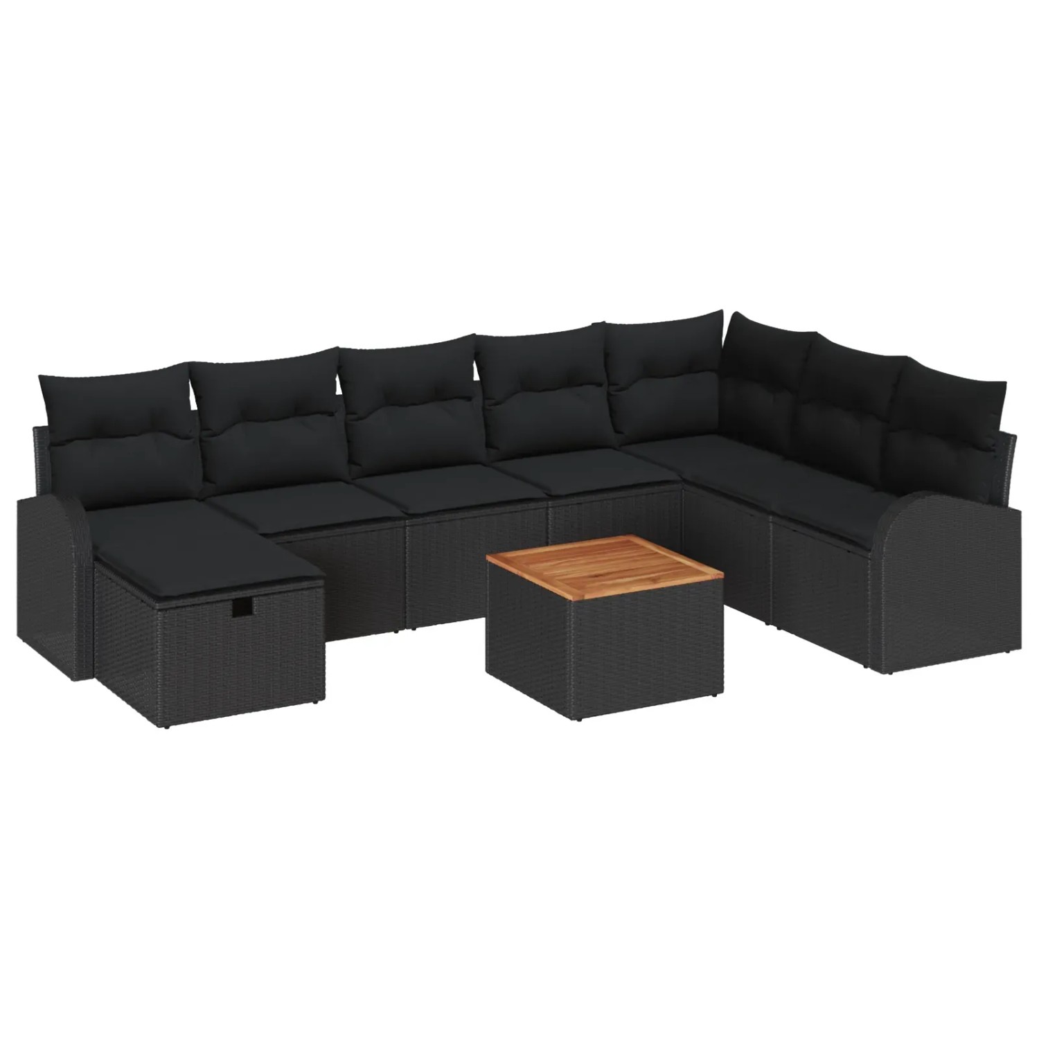 vidaXL Garten-Sofa-Set mit Kissen 9-Tlg Schwarz Poly Rattan 3360859