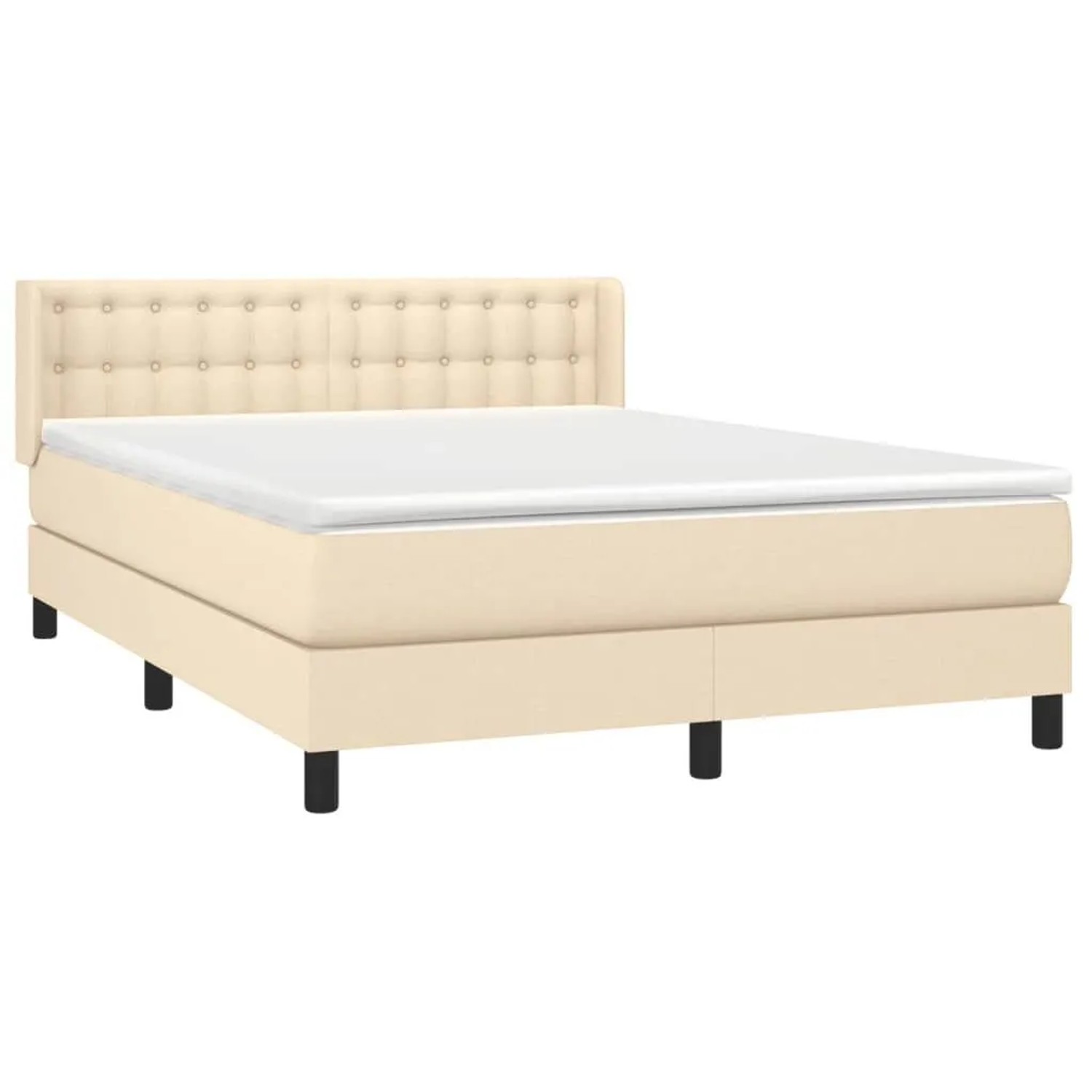 vidaXL Boxspringbett mit Matratze Creme 140x190 cm Stoff 3130030