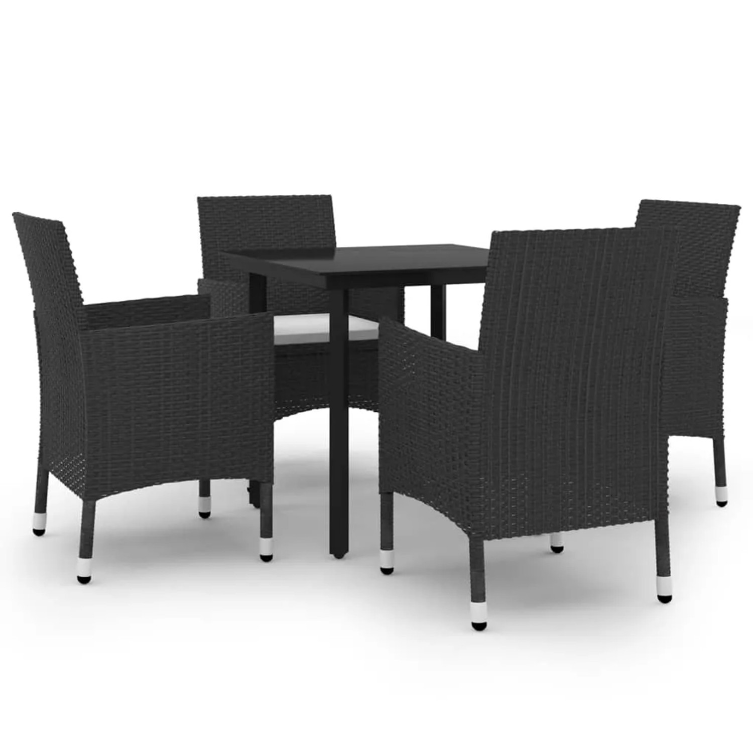 vidaXL 5-Tlg Garten-Essgruppe mit Auflagen Poly Rattan und Glas 3099680
