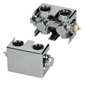 LuxeBath Ventil-Armaturen Set Multiblock Chrom für Eck- und Durchgangsform, universell einsetzbar.