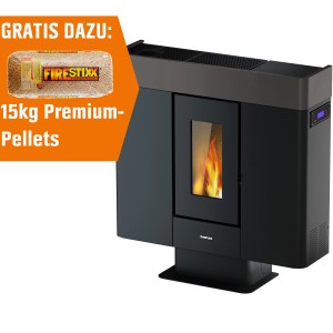 Freepoint Pelletofen Moon Titan 10 kW mit Stahlverkleidung und gratis 15kg Pellets.
