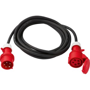 Rotes CEE Verlängerungskabel, 5 m, für Camping und Garten.