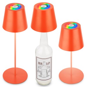 Brilo 3-in-1 Tischleuchte Apricot, auch als Flaschenaufsatz nutzbar, mit RGB-Farbwechsel.