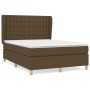 Dunkelbraunes vidaXL Boxspringbett 140x200 cm mit Stoffbezug und Matratze.