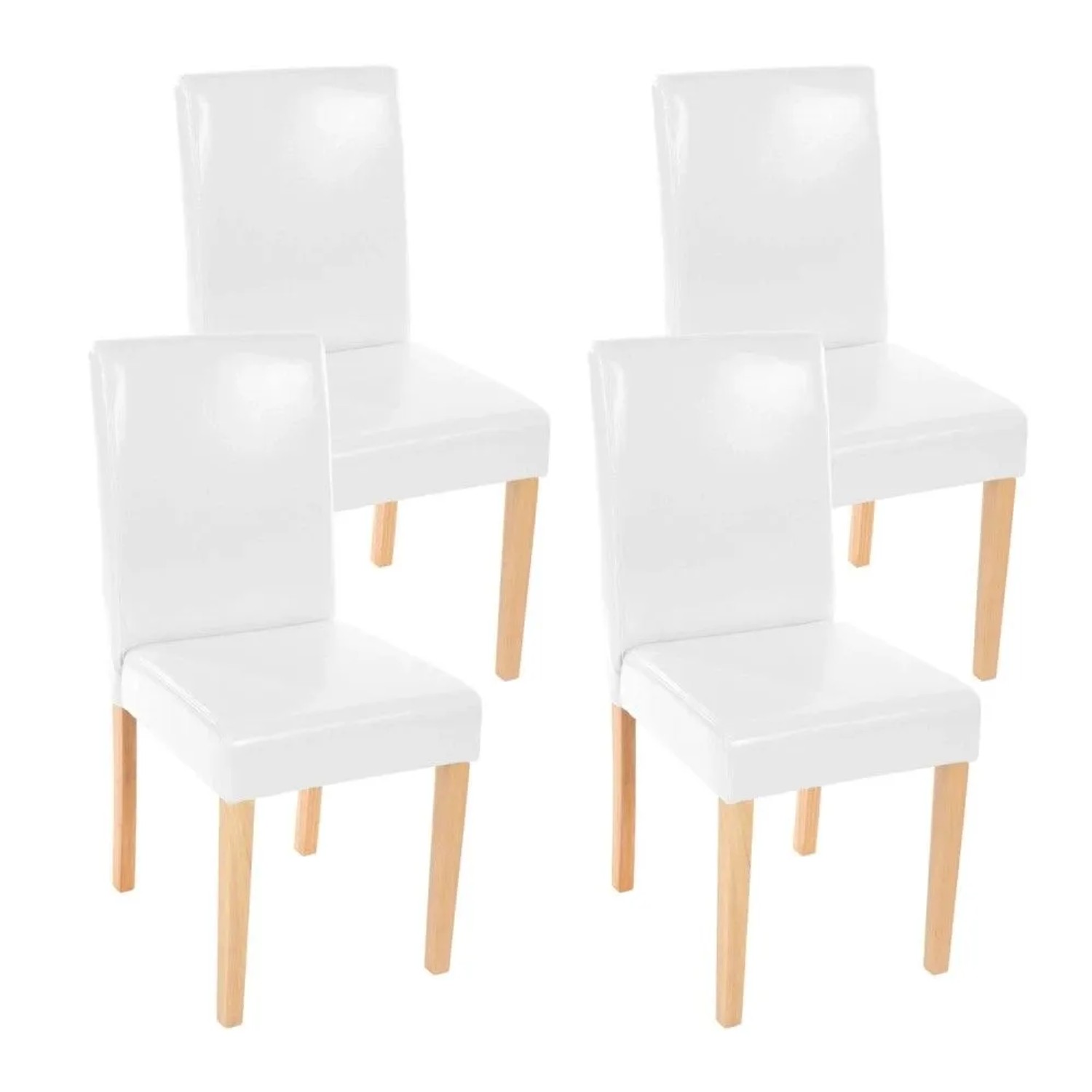 MCW Esszimmerstuhl Littau 4er-Set Leder Weiß Helle Beine