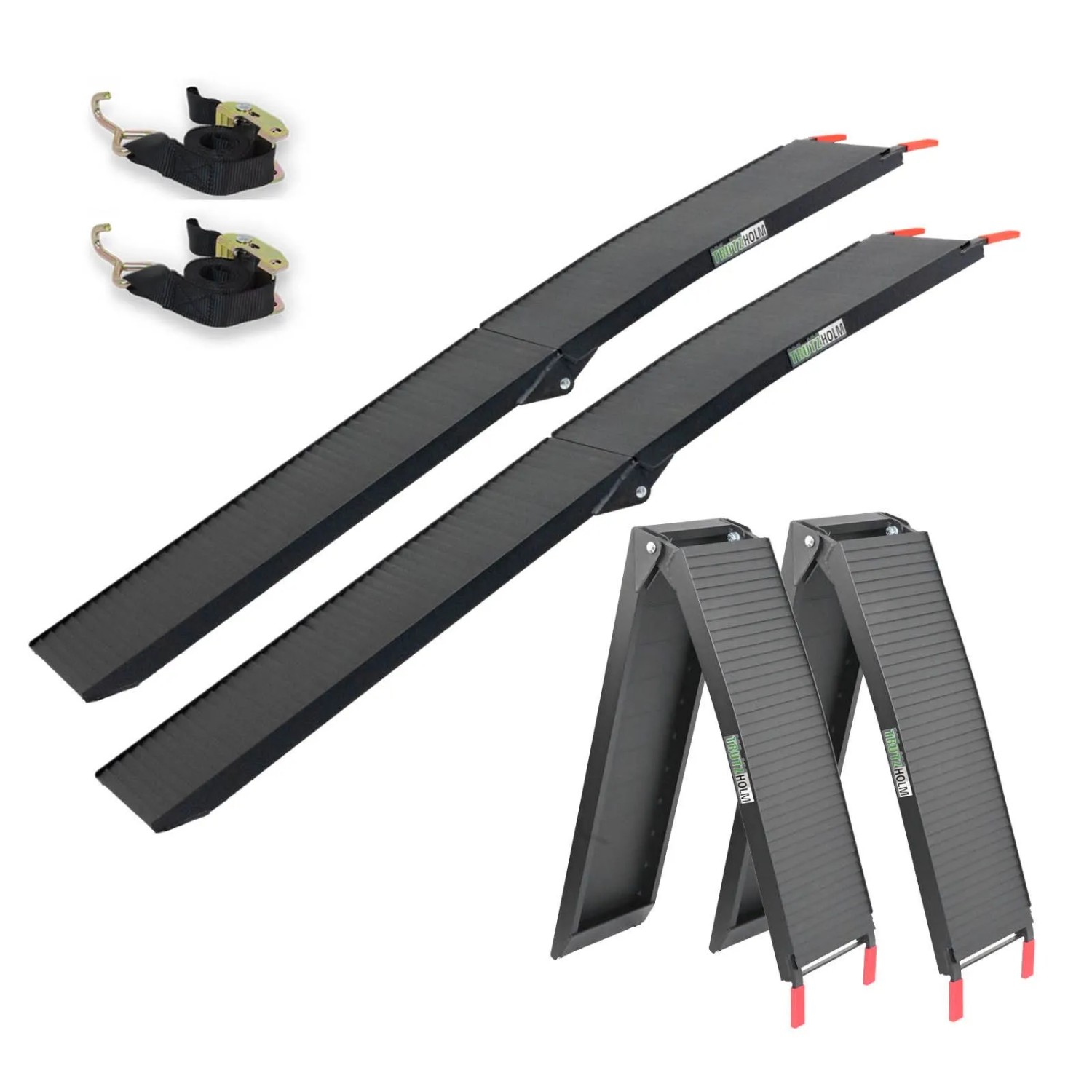 TRUTZHOLM 2 x Auffahrrampen 205 cm Traglast 680 kg Alu Schwarz Klappbar