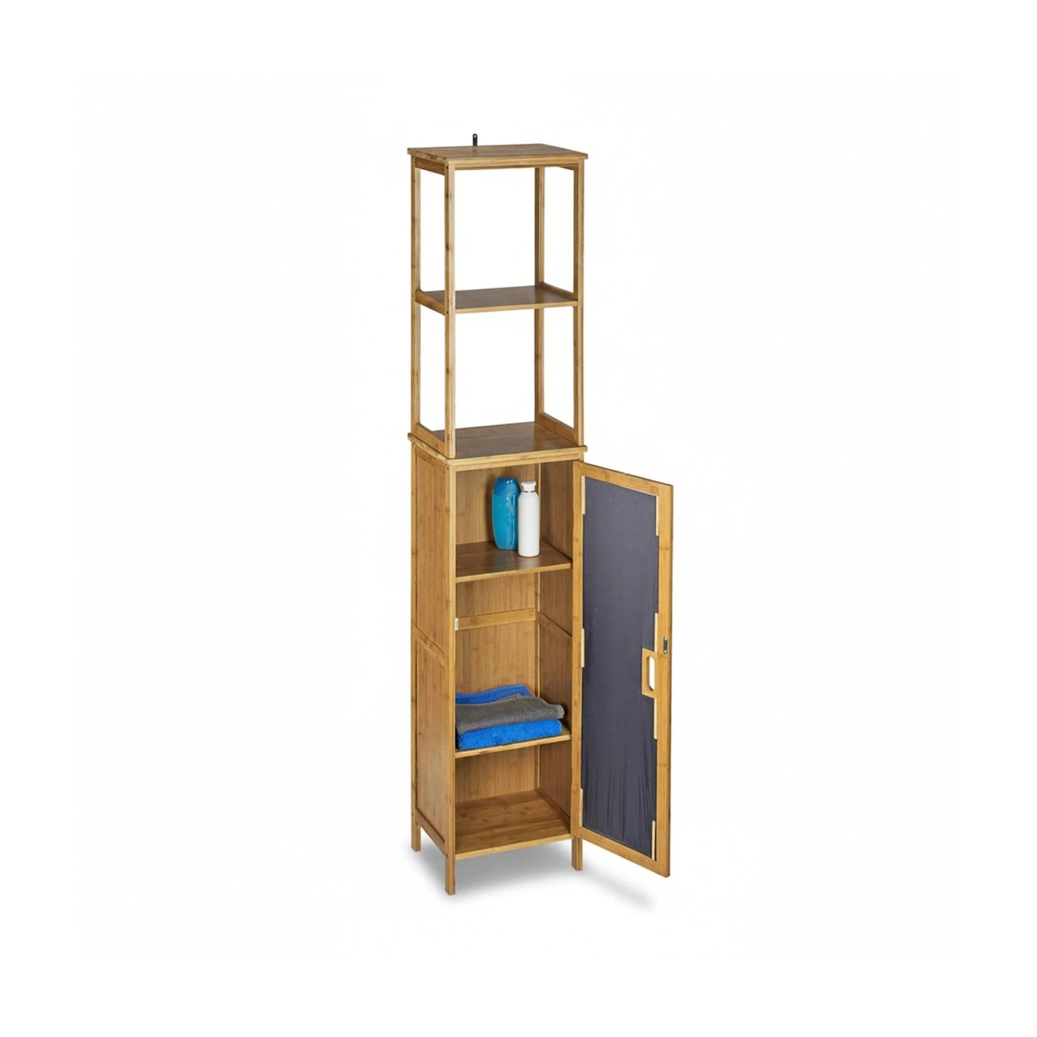 Relaxdays Badregal Bambus Natur 5 Ablagen Feuchtigkeitsresistent 170 cm x 33,5 cm x 28 cm