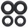 Set aus 2 schwarzen Reifenmänteln und 2 Schläuchen mit Winkelventil für Rasentraktor, Größe 16x6.50-8.