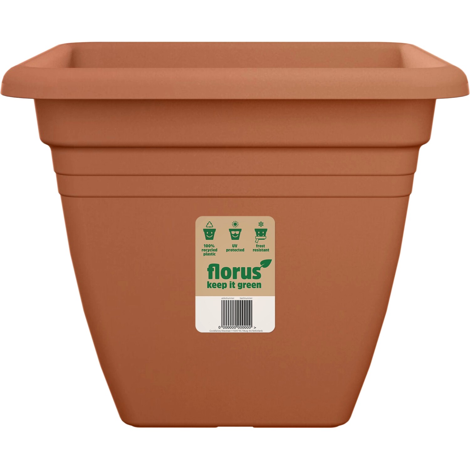 Florus Pflanztopf Mediterran Quadro 30 cm x 30 cm x 24 cm Terra