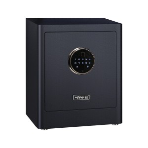 Schwarzer mySafe Premium Möbeltresor 350 mit Fingerprint und Zahlencode.