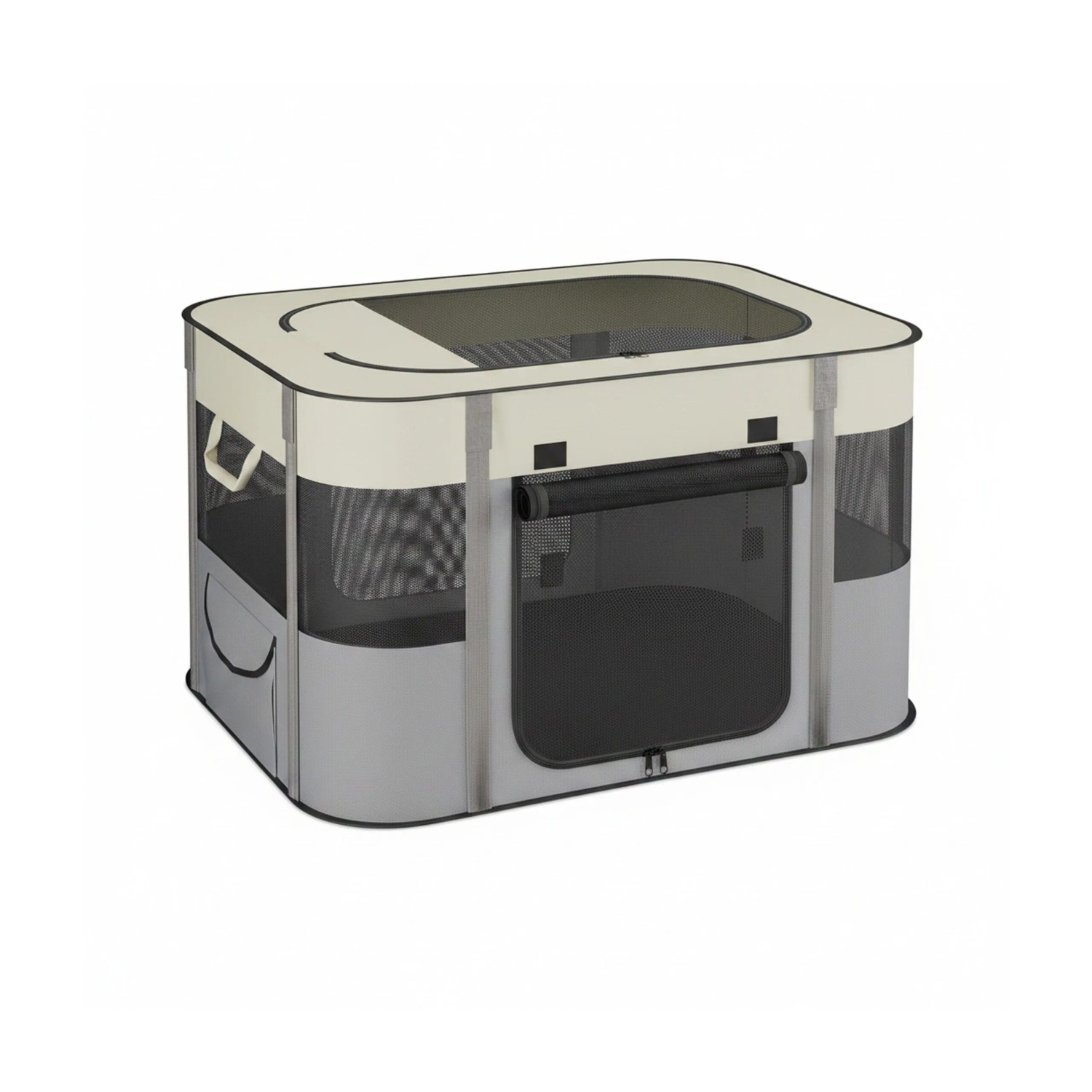 Relaxdays Welpenauslauf Oxford Gewebe Fiberglas Schwarz Grau Beige Faltbar 43 cm x 71 cm x 55 cm 1 kg