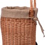 Kaminholzwagen aus Weide mit Rädern, Jute-Sack, 44x43x93cm, für Kaminholz Zubehör.