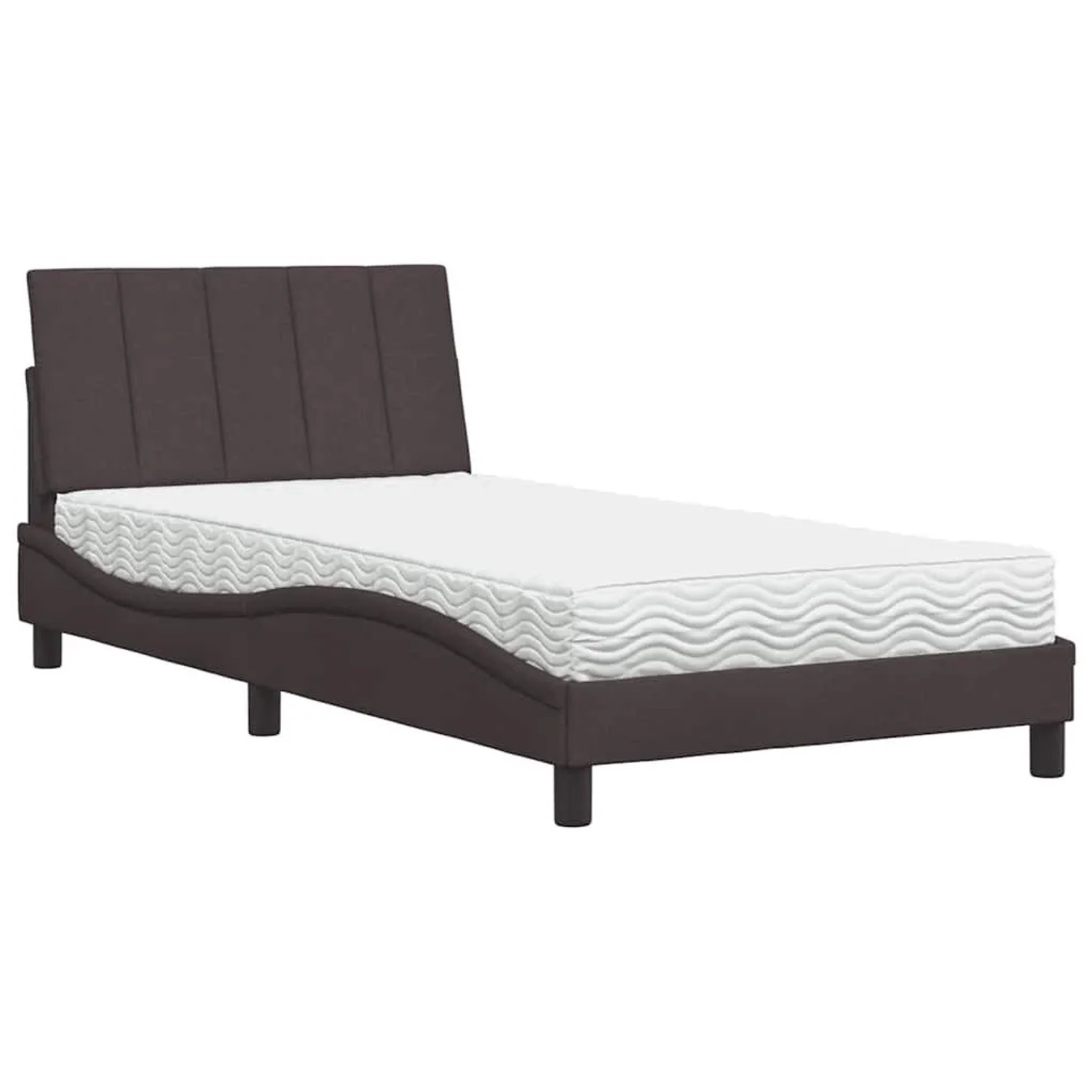 vidaXL Bett mit Matratze Dunkelbraun 100x200 cm Stoff 3310513