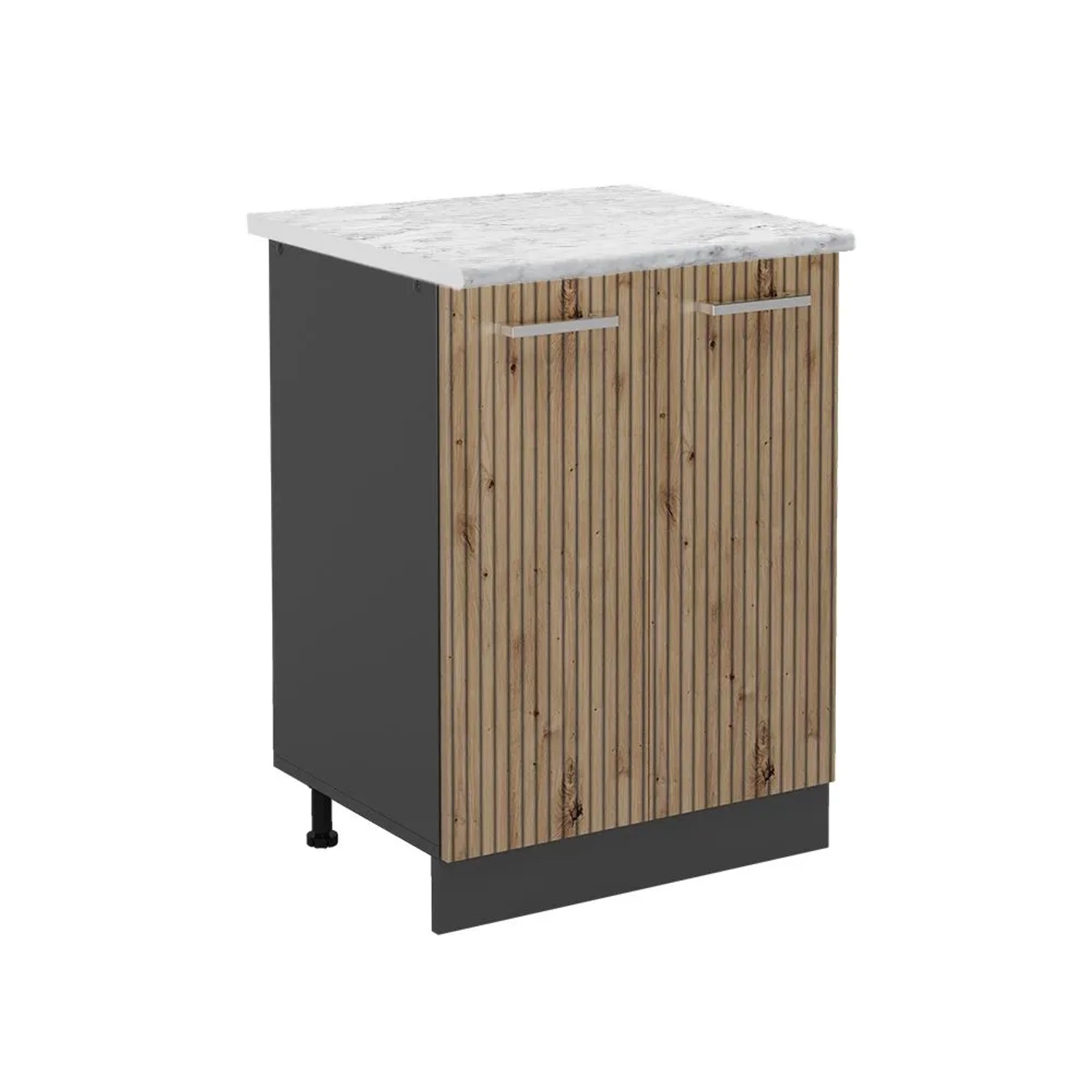 Vicco Küchenunterschrank R-Line Artisan-Eiche Anthrazit 60 cm AP Marmor mit Anthrazit Korpus
