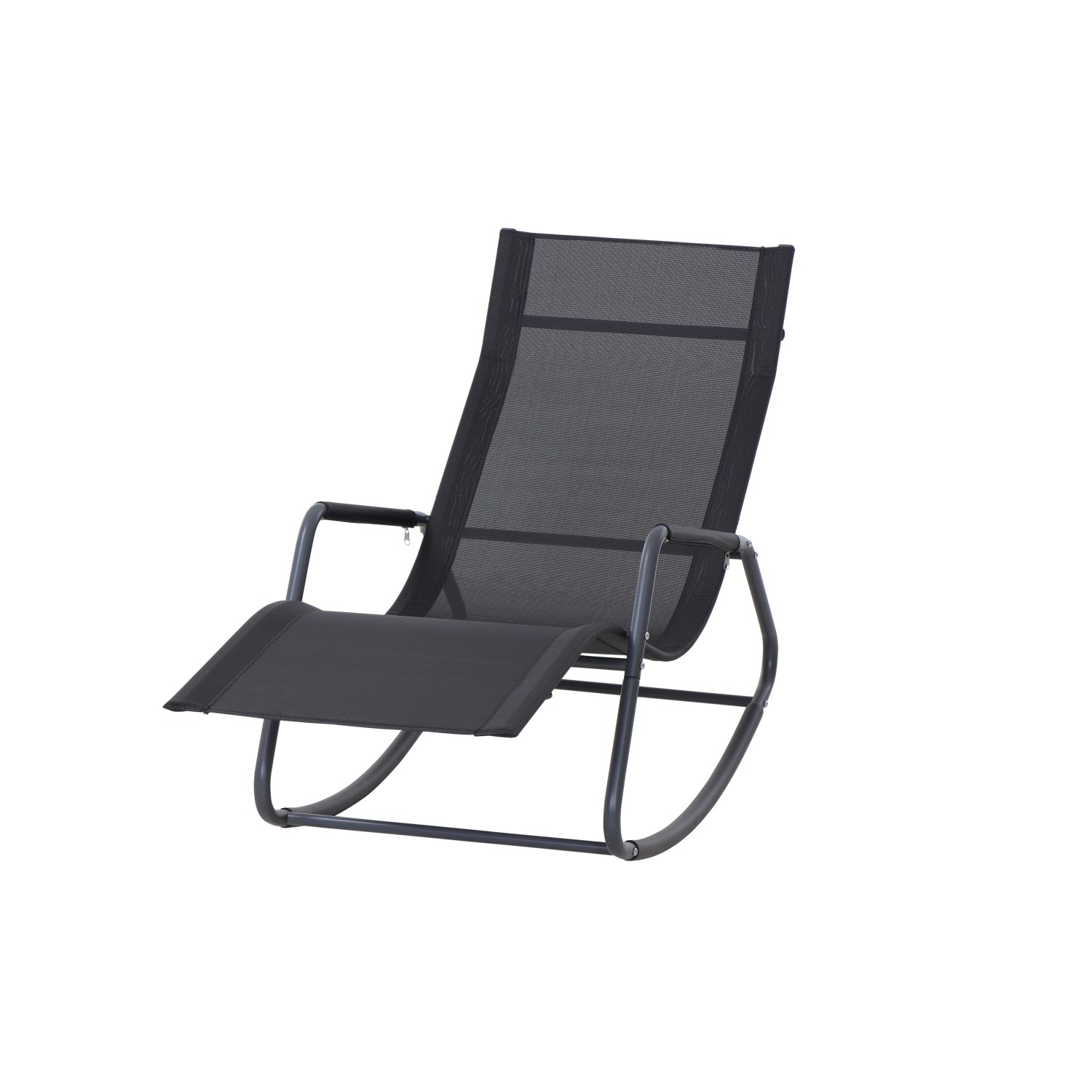 Schwarze Siena Garden Schaukelliege Aliano mit Stahlgestell und Ranotex-Gewebe.