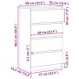 vidaXL Sideboard Altholz-Optik, 60x35x98,5 cm, mit 4 Schubladen. Diagramm mit allen Maßen.