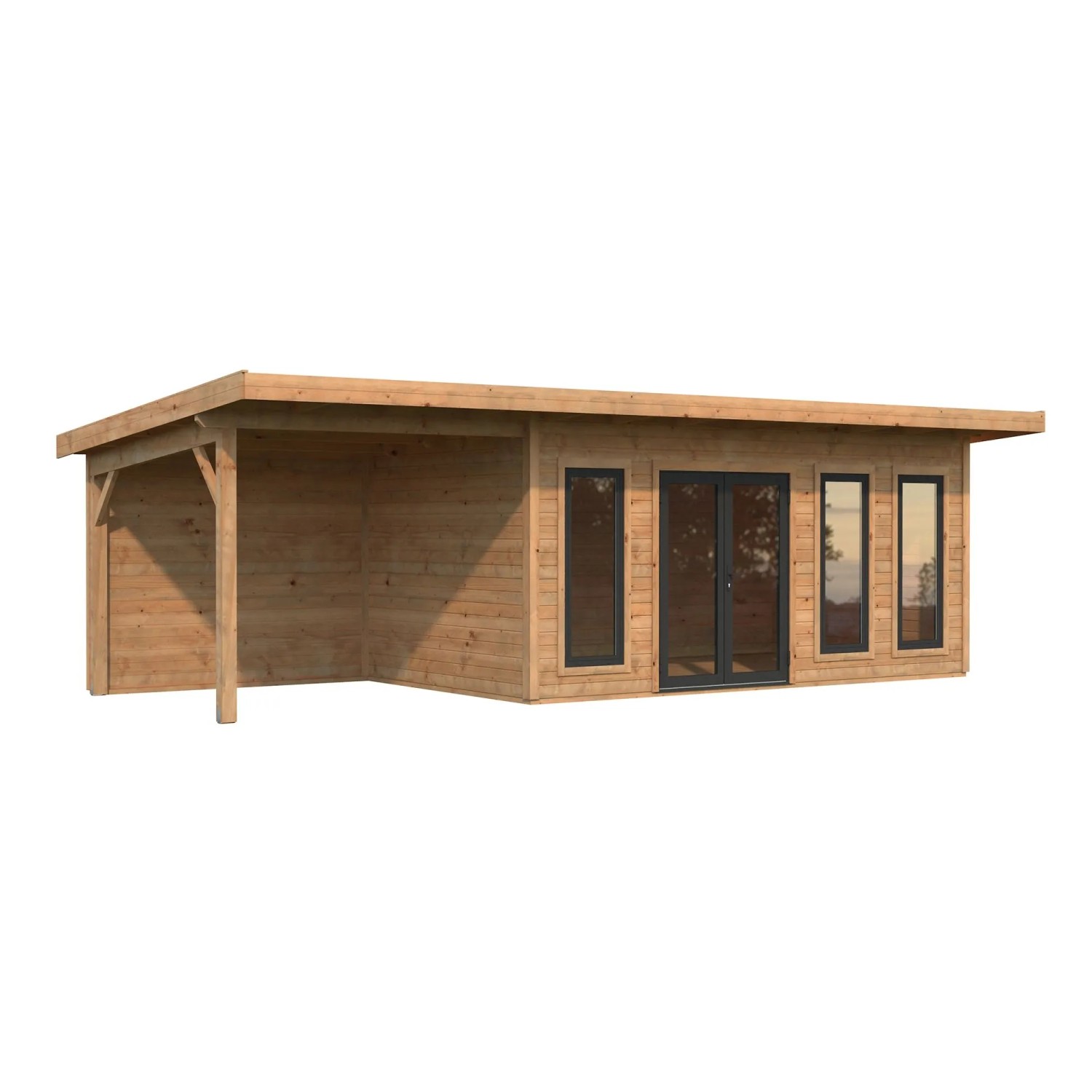 Palmako Holz-Gartenhaus Aurelia Pultdach Tauchgrundiert 833 cm x 300 cm 23,1 m²