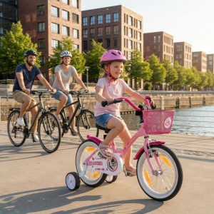 PROMETHEUS BIKES Kinderfahrrad 16 Zoll ab 4 und 5 Jahre mit Stützrädern und Rücktrittbremse Rosa