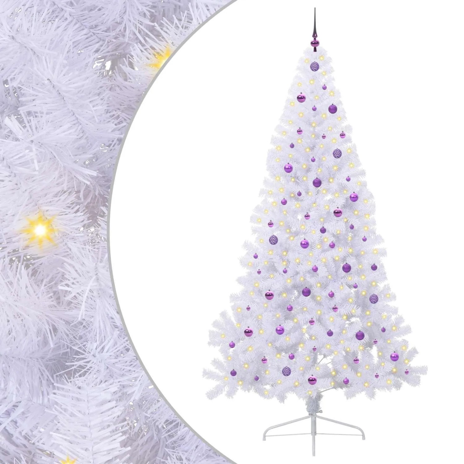 vidaXL Künstlicher Weihnachtsbaum Weiß 240 cm PVC und Stahl 3426840