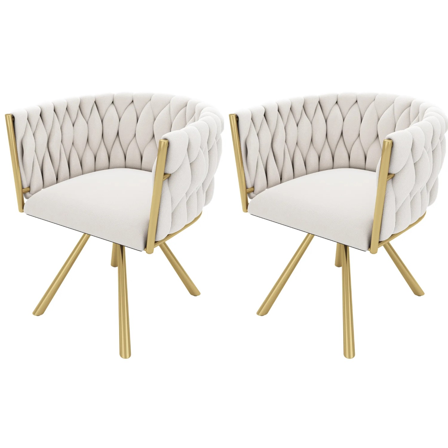 Merax Samt Drehstuhl Metallbeine Esszimmerstuhl Wohnzimmerstuhl Beige Gold