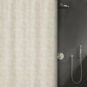 Beiger Spirella Elements Duschvorhang Ilo, 180x180 cm, mit Textiloptik.