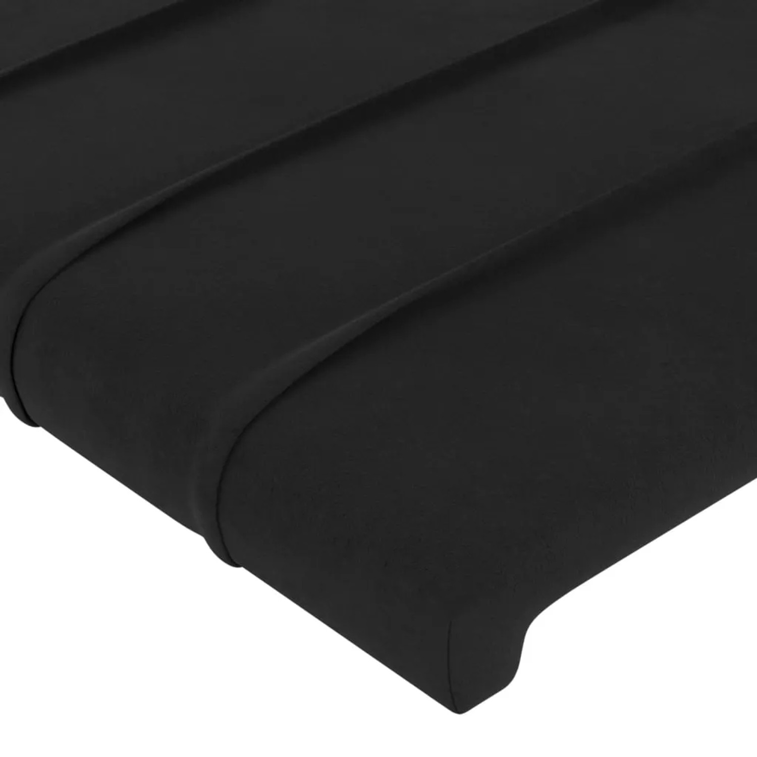 Detailansicht: Schwarzes Samt-Bettgestell mit Kopfteil (80x200 cm).