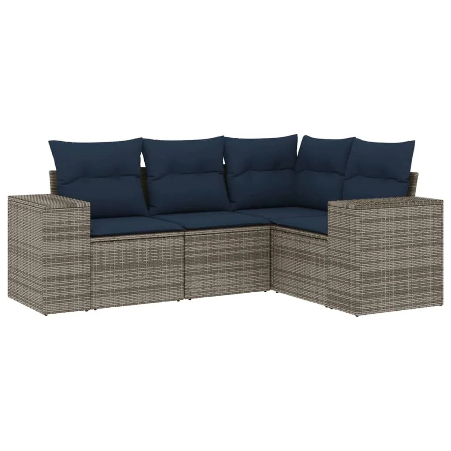 vidaXL 4-Tlg Gartensofa-Set mit Kissen Grau Polyrattan 3222510