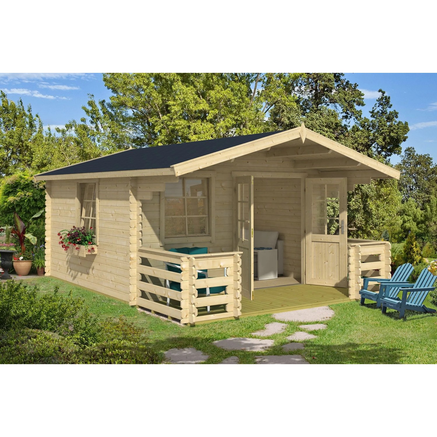 Lasita Gartenhaus Luna 2 Natur/Unbehandelt 360 cm x 380 cm