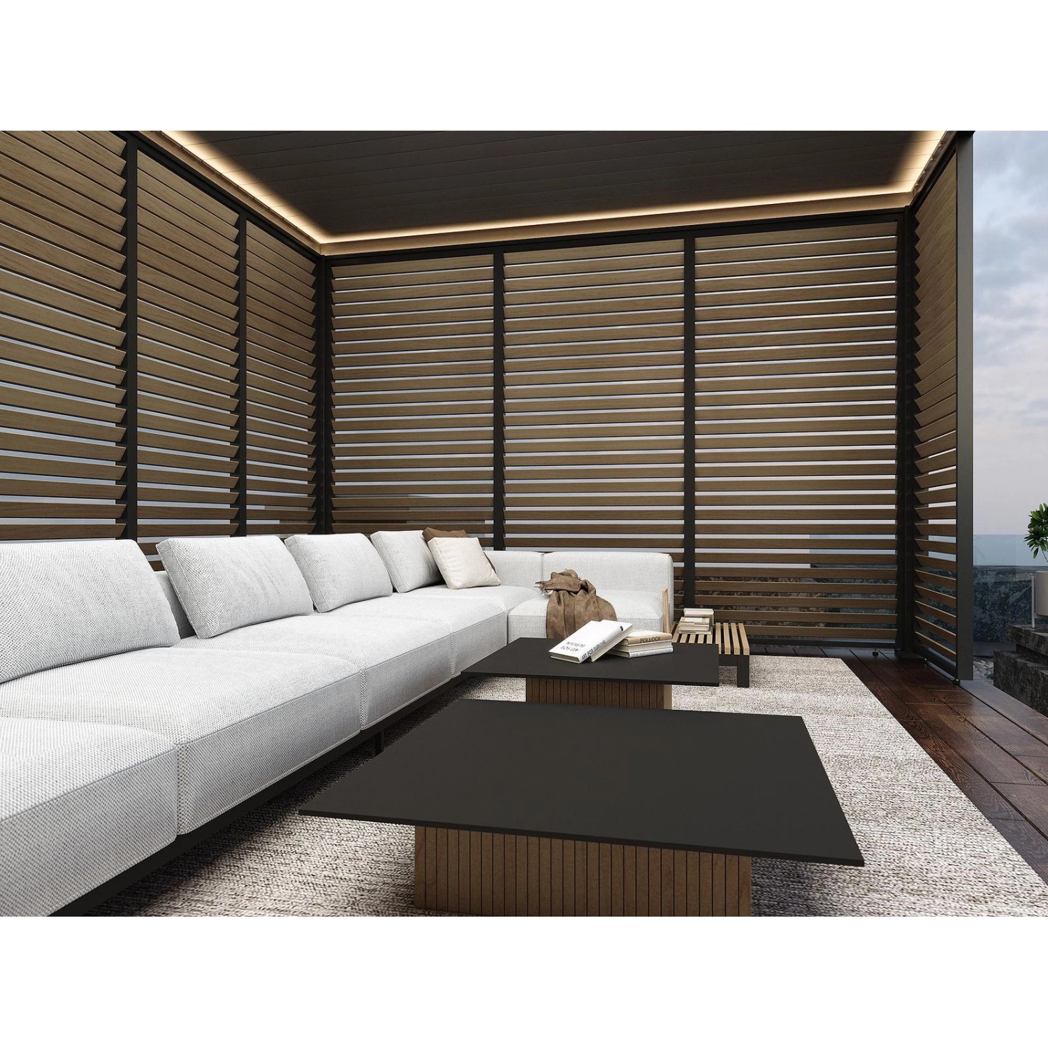 Weide Holzoptik Lamellenwand für Weide Pergola 1,13m in Anthrazit aus