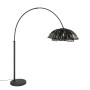 Schwarze, orientalische Bogenlampe Pua mit Bambusschirm für Innenräume.
