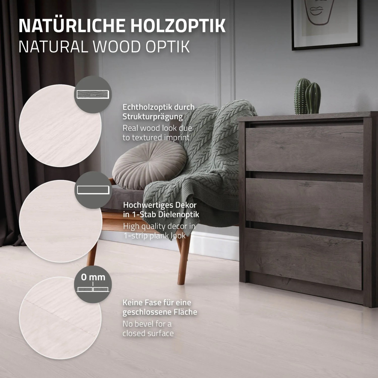 ML-Design Vinylboden Weiß Eiche: Selbstklebende PVC-Dielen für einfache Verlegung.